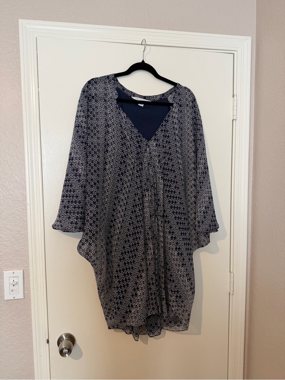 Diane Von Furstenberg Navy and White Fleurette Dress